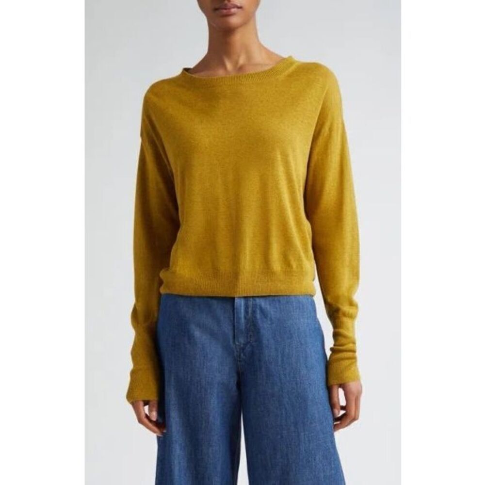 'S Max Mara Women's Yellow Long Sleeve Giuditta Pullover Sweater Size Large Nwot